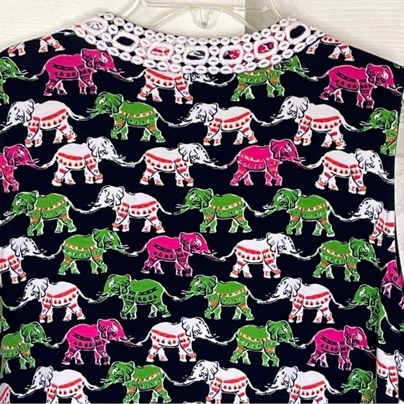 Crown & Ivy Elephant Print Preppy Embroidered A-Line Sleeveless Dress Medium - Picture 9 of 11